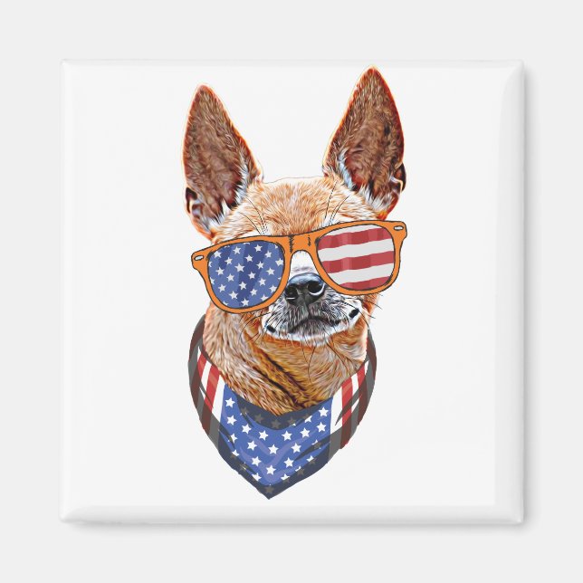Imã Chihuahua Dog EUA Independência Americana 4 de jul (Frente)