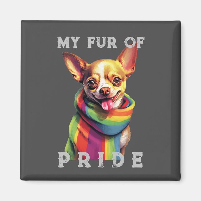 Imã Chihuahua Dog Rainbow Engraçado Meu Orgulho De Pel (Frente)