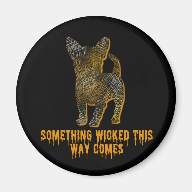 Imã Chihuahua Dog Silhout Diversão Halloween Magnet (Frente)