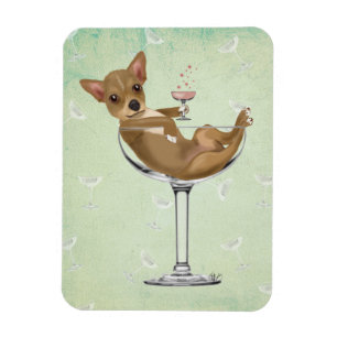 Ímã Chihuahua em Copktail Glass