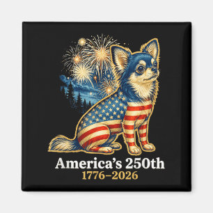 Imã Chihuahua engraçado 4 de julho 250 anos americano