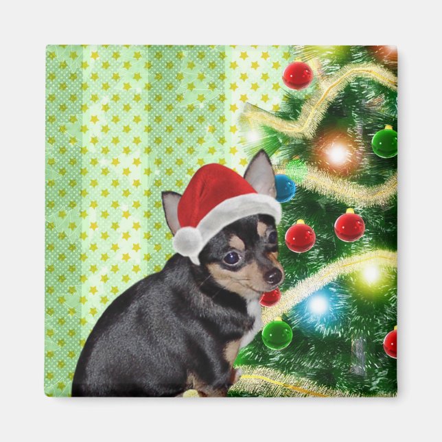 Imã Chihuahua Felry Magnet de Natal (Frente)