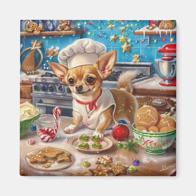 Imã Chihuahua Holiday Baking: Natal Festivo (Frente)