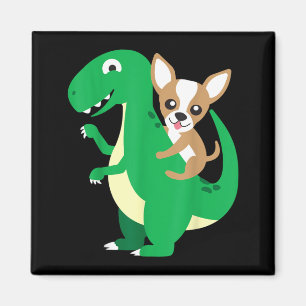 Imã Chihuahua Montando Dinossauro T-Rex Dino Cachorro