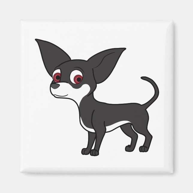 Imã Chihuahua Negro com Marcas Brancas (Frente)