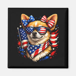 Imã Chihuahua patriótico óculos de sol bandeira americ