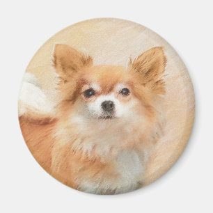 Imã Chihuahua Pintura De Cachorro De Cabelo Longo