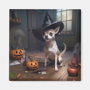 Imã Chihuahua Pumpkins Halloween Scary