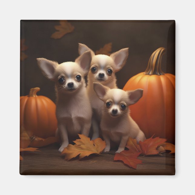 Imã Chihuahua Puppy Autumn Delight Pumpkin (Frente)