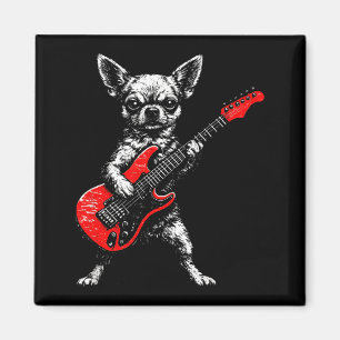 Imã Chihuahua retrô rock cachorro engraçado tocando vi