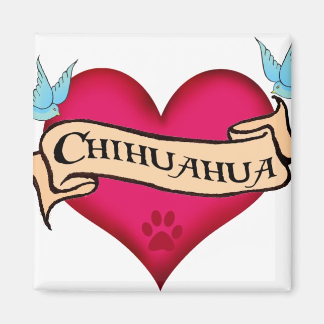 Imã Chihuahua Tattoo Heart (Frente)