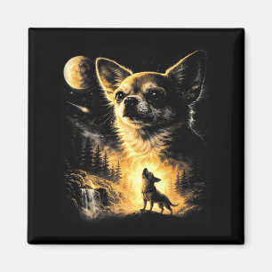 Imã Chihuahua uivando para a lua engraçado peguei esse