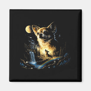 Imã Chihuahua uivando para a lua vintage engraçado