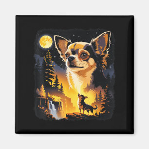 Imã Chihuahua uivando para a lua vintage engraçado Chi