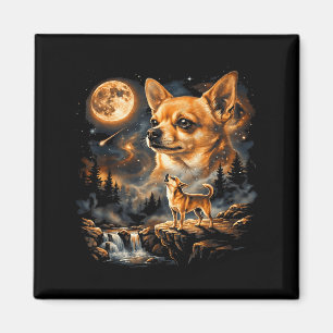 Imã Chihuahua Uivando Para a Lua Vintage Engraçado Chi