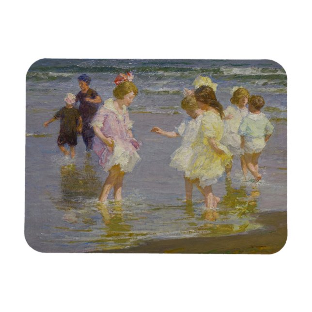 Ímã Children Wading on the Beach (por E.H. Potthast) (Horizontal)