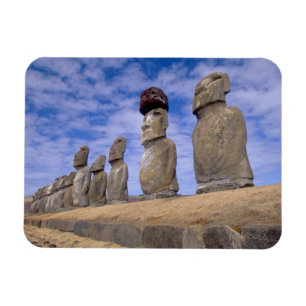 Ímã Chile, Ilha de Páscoa. Os 15 Moais em Ahu
