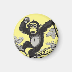 Imã Chimpanzé bonito nas saudações do galho