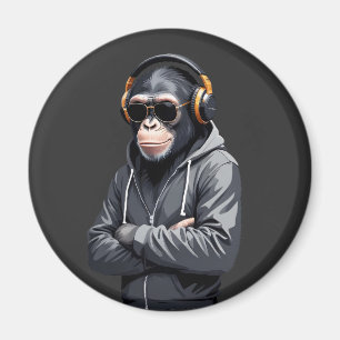 Imã Chimpanzé Vestindo Hoodie Funny Legal Vetor Animal