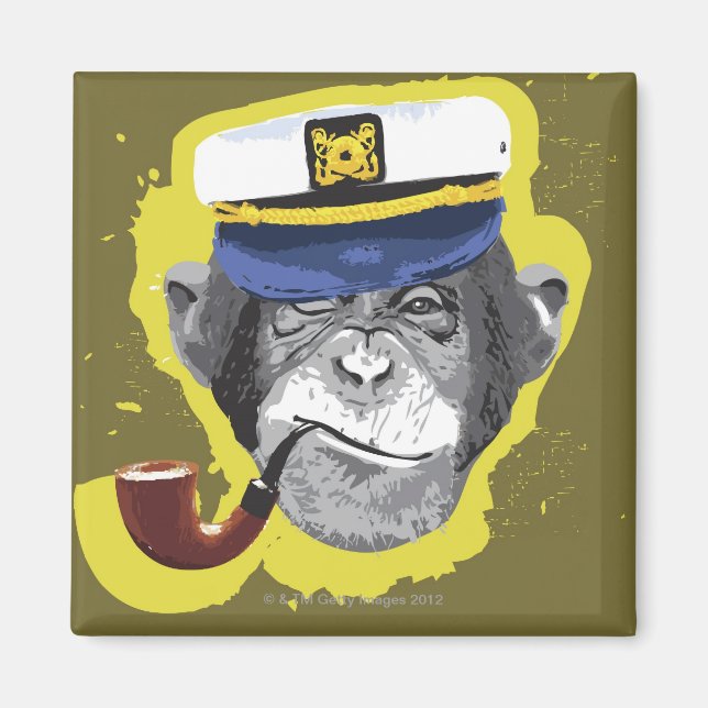 Imã Chimpanzee Smoking Pipe (Frente)