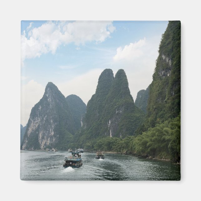 Imã China, Guilin, Rio Li, Barcos fluviais alinham-se (Frente)