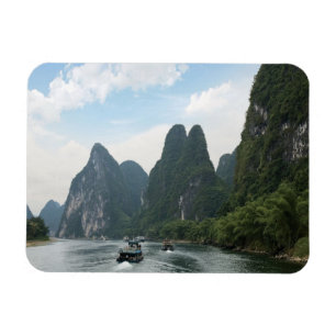 Ímã China, Guilin, Rio Li, barcos fluviais na linha