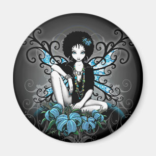 Imã "China" Retro Teal Lillies Fairy Art Magnet