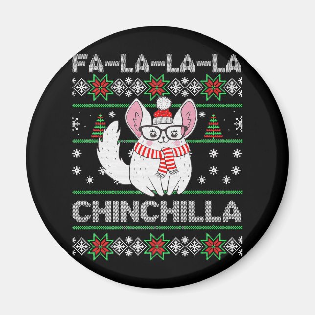 Imã Chinchilla Christmas Ugly Gift For Chinchilla Love (Frente)
