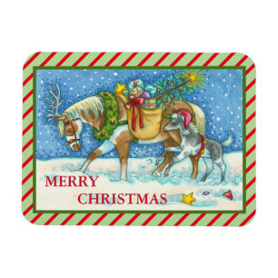 ÍMÃ CHINCOTEAGUE PONY, HOLIDAY NATAL HORSE MAGNET