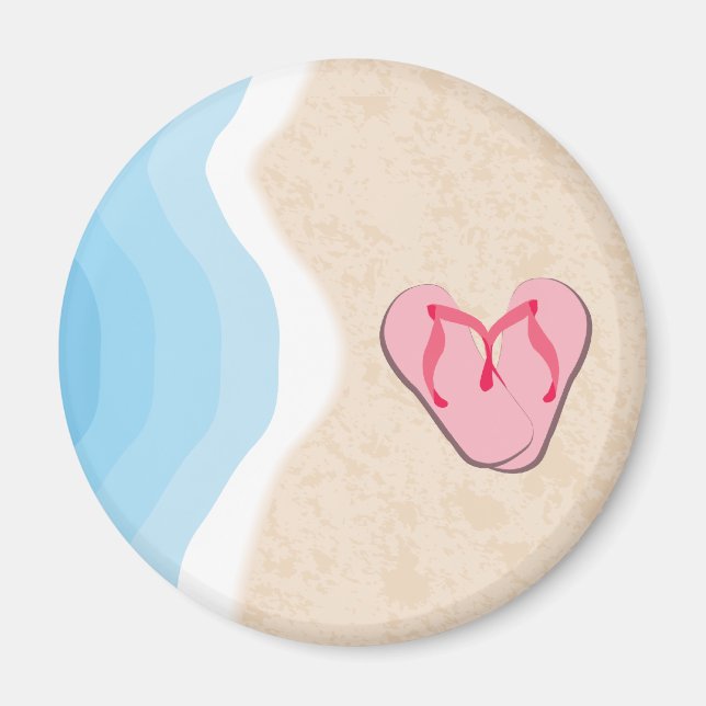 Imã Chinelos cor-de-rosa no Beach Magnet (Frente)