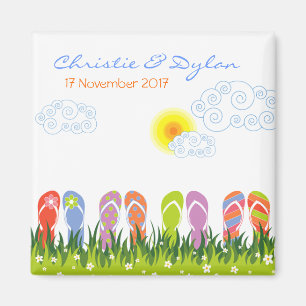 Imã Chinelos De Verão Divertidos No Sol Salvem A Data