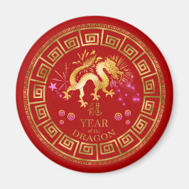 Imã Chinês Zodiac Dragon Red/Dourado ID542