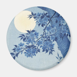 Imã Chinoiserie Azul-Marinho Flor de Cerejeira & Lua C