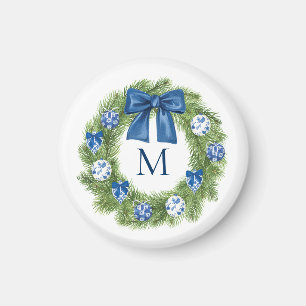 Imã Chinoiserie Christmas Wreath Monograma