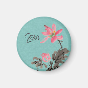 Imã Chinoiserie Cintas Aquáticas Floral Lotus Green