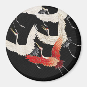 Imã Chinoiserie Grou Voador Zen Kimono Minimalista Art