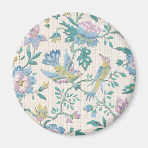 Imã Chinoiserie Padrão Floral Pastel Vintage Pássaro