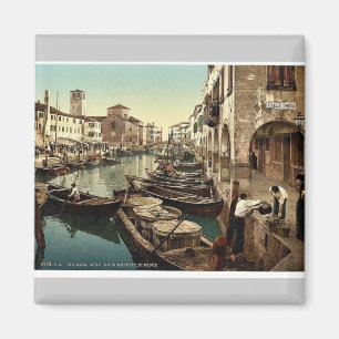 Imã Chioggia, mercado de peixes, foto do vintage de