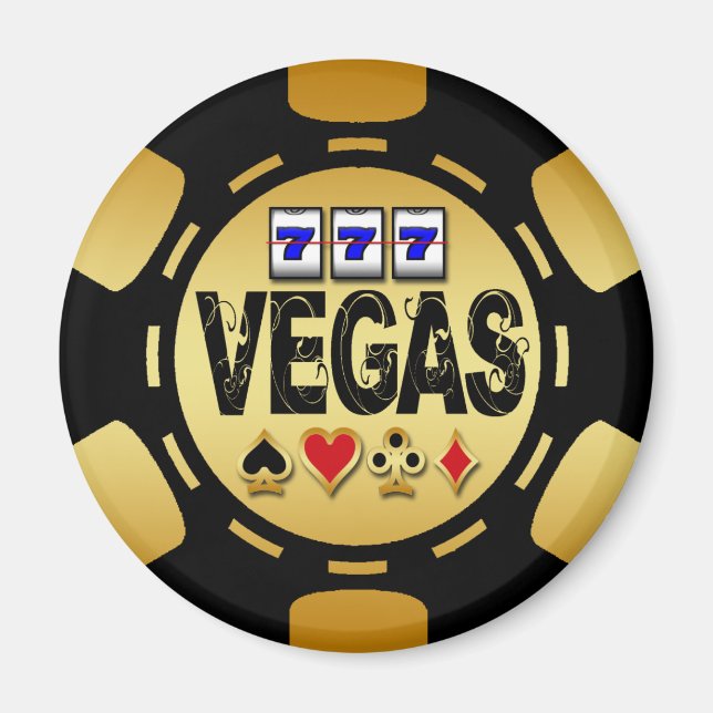 IMÃ CHIP DE POKER DOURADO E PRETO DO VEGAS (Frente)