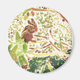 Imã Chipmunk comendo um íman de morango