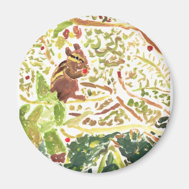 Imã Chipmunk comendo um íman de morango (Frente)