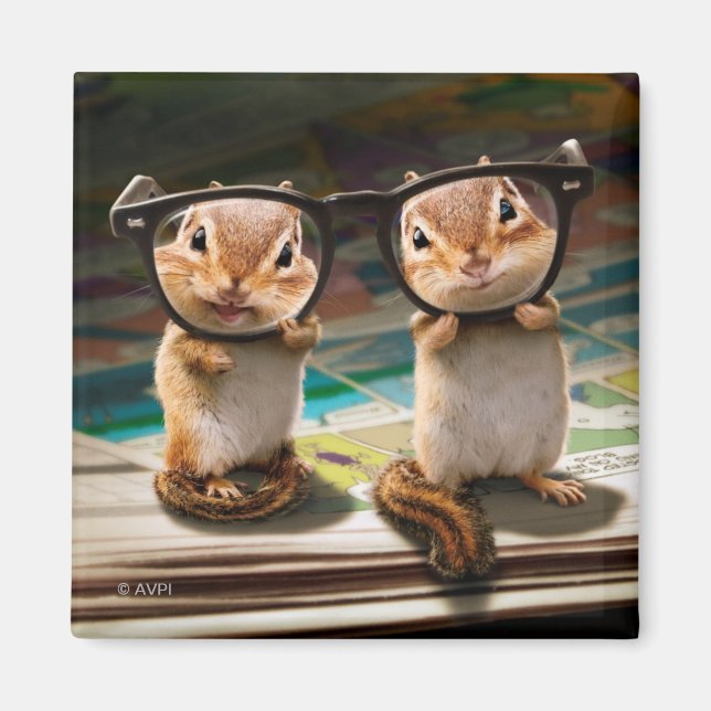 Imã Chipmunks in Reading Glasses (Frente)