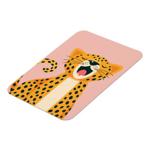 Ímã Chita de desenho animado bocejando na savana capri