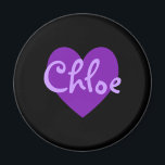Imã Chloe em Roxo<br><div class="desc">Bonito nome de coração roxo design para Chloe. Um presente bonito para as meninas.</div>