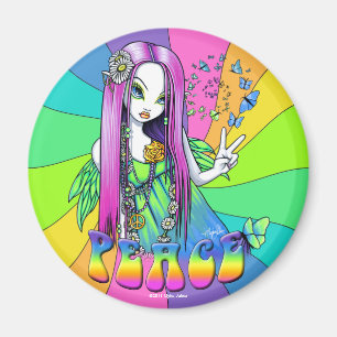 Imã "Chloe" Rainbow Peace Hippie Fairy Magnet