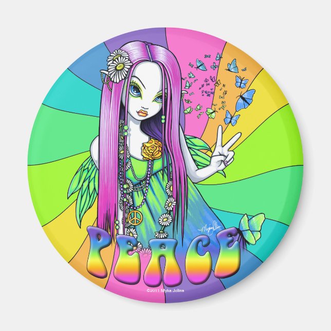 Imã "Chloe" Rainbow Peace Hippie Fairy Magnet (Frente)
