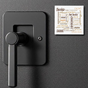 Imã Chocolate, amêndoas e design de texto escuro do