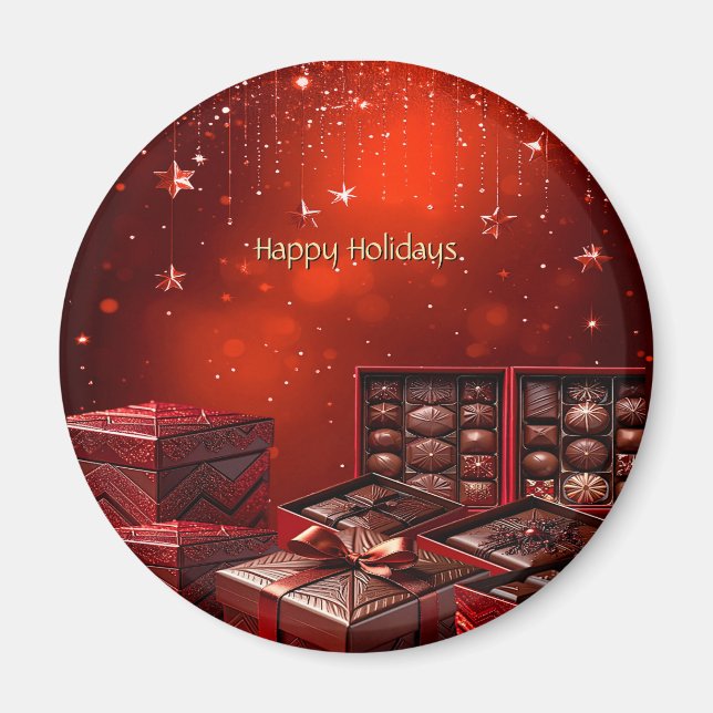 Imã Chocolate Candy Holiday Magnet (Frente)