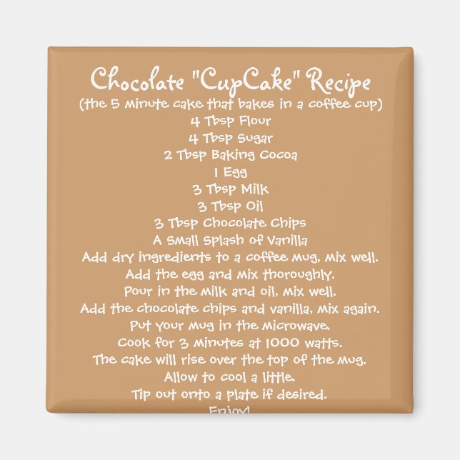 Imã Chocolate "Cup Cake" em uma receita de caneca - Ma (Frente)