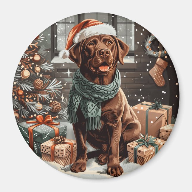 Imã Chocolate de Natal Labrador Cão de Retriever (Frente)